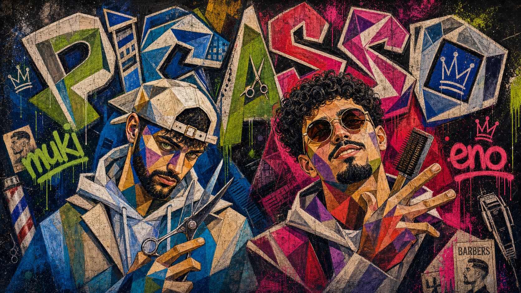 Muki i Eno kao grafiti-kubistički PICASSO mural